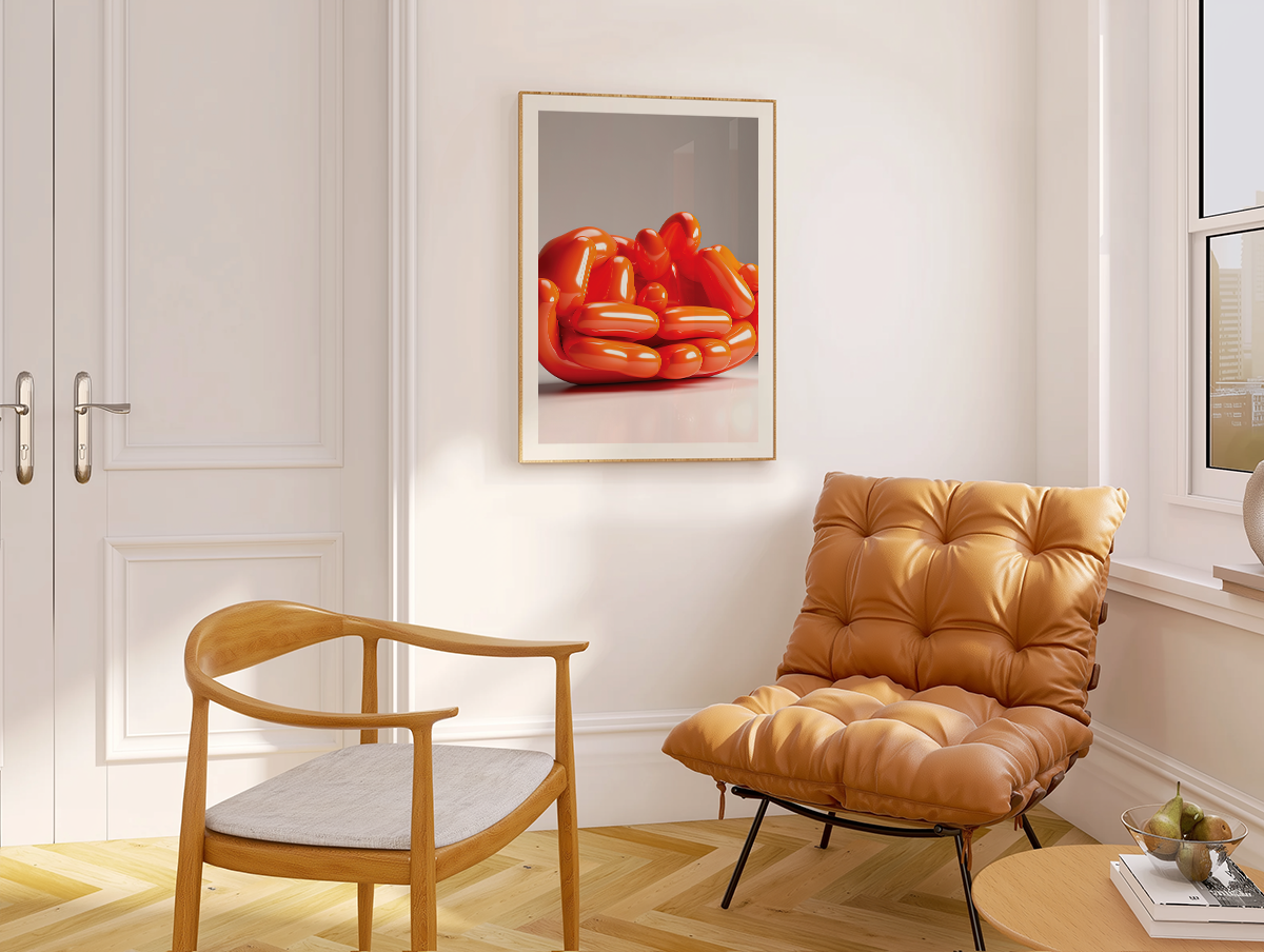 Sculptured Orange Sofa