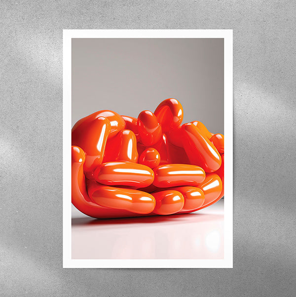 Sculptured Orange Sofa